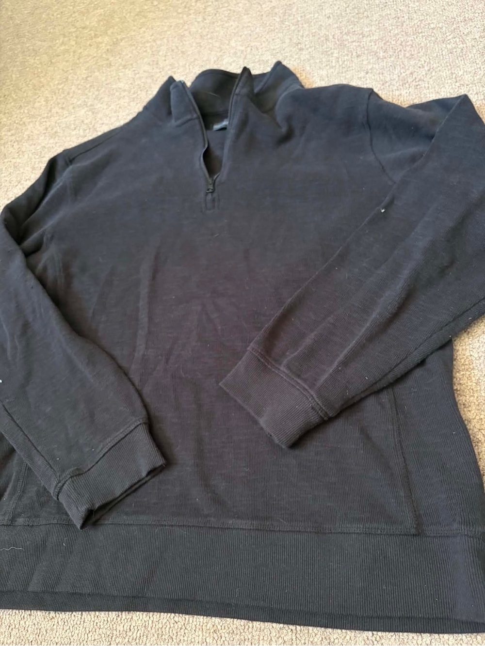 Buffalo David Bitton Black Quarter-Zip Pullover Cotton Blend Classic Layering L - Picture 2 of 5